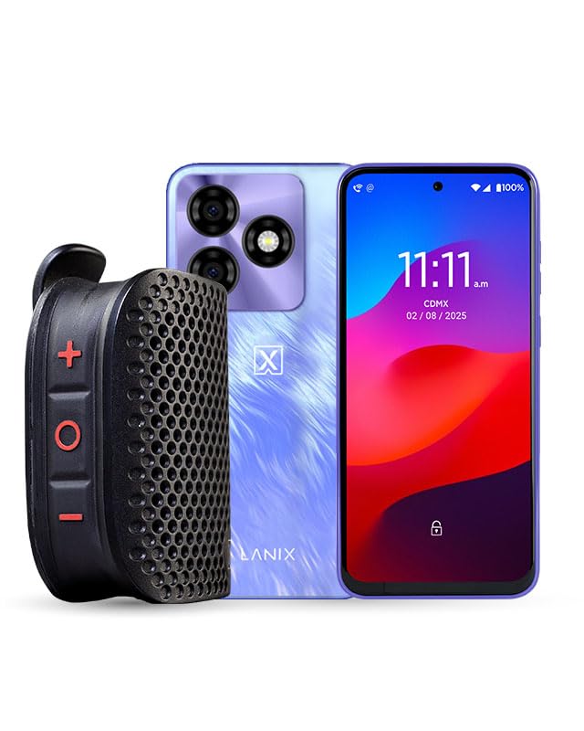 Lanix Alpha 6 Morado + XPocket, Smartphone, 6.67" HD+, 256GB, 8GB RAM, UNISOC T606, Android 15, 50MP, 5000mAh