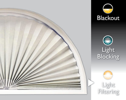 Persiana de tela de filtrado de luz, forma de arco, 182.88 cm x 91.44 cm, 72 Inch x 36 Inch, Blanco