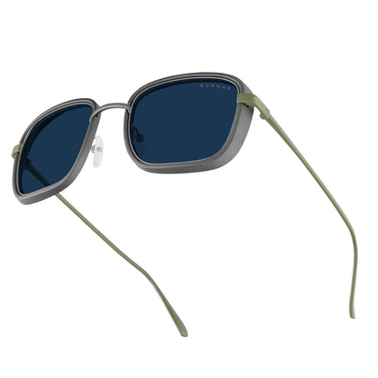 Gunnar Fallout Vault 33 Lentes para Computadora, Gunmetal/Olive - Gunmetal - Olive - "Sun" (Bloquea el 90% de luz azul + filtro solar)