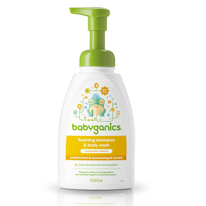 Shampoo y Gel de Baño 2 en 1 en Espuma 473 ml | Aroma Manzanilla y Verbena | Sin Lágrimas | Hipoalergénico | Sin Fragancias Artificiales | Apto para Bebés y Piel Sensible