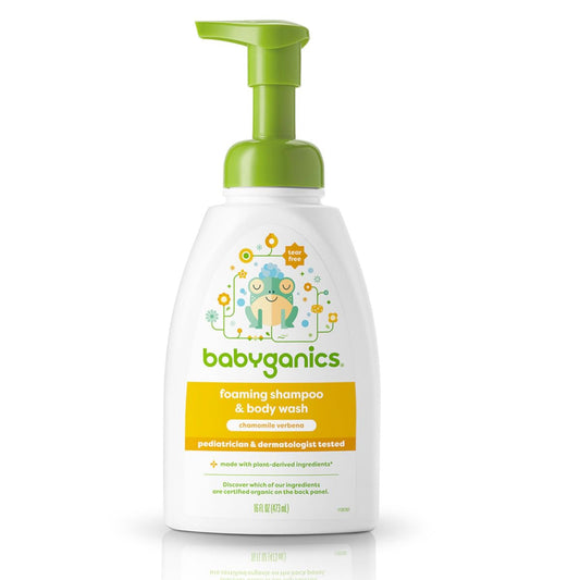 Shampoo y Gel de Baño 2 en 1 en Espuma 473 ml | Aroma Manzanilla y Verbena | Sin Lágrimas | Hipoalergénico | Sin Fragancias Artificiales | Apto para Bebés y Piel Sensible
