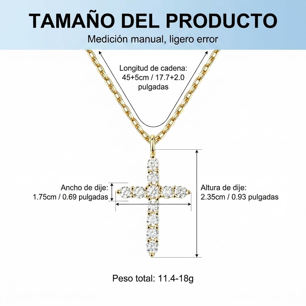 XYPHIELLE Collar de Cruz con Circonias para Mujer, Dije Elegante en Chapa de Oro, Joyería de Fe con Diseño de Ins y Lujo, Regalo de Amor y Protección