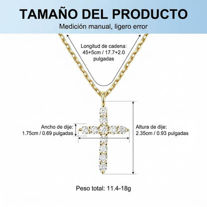 XYPHIELLE Collar de Cruz con Circonias para Mujer, Dije Elegante en Chapa de Oro, Joyería de Fe con Diseño de Ins y Lujo, Regalo de Amor y Protección