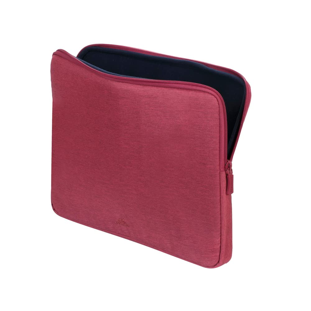 Rivacase 7703 Elegante Funda Roja p MacBook Pro 14 o Ultrabook 13.3". Fabricada con RPET Ecológico Reciclado, Resistente al Agua, Doble Cierre, Protección contra Golpes Accidentales Colección Suzuka