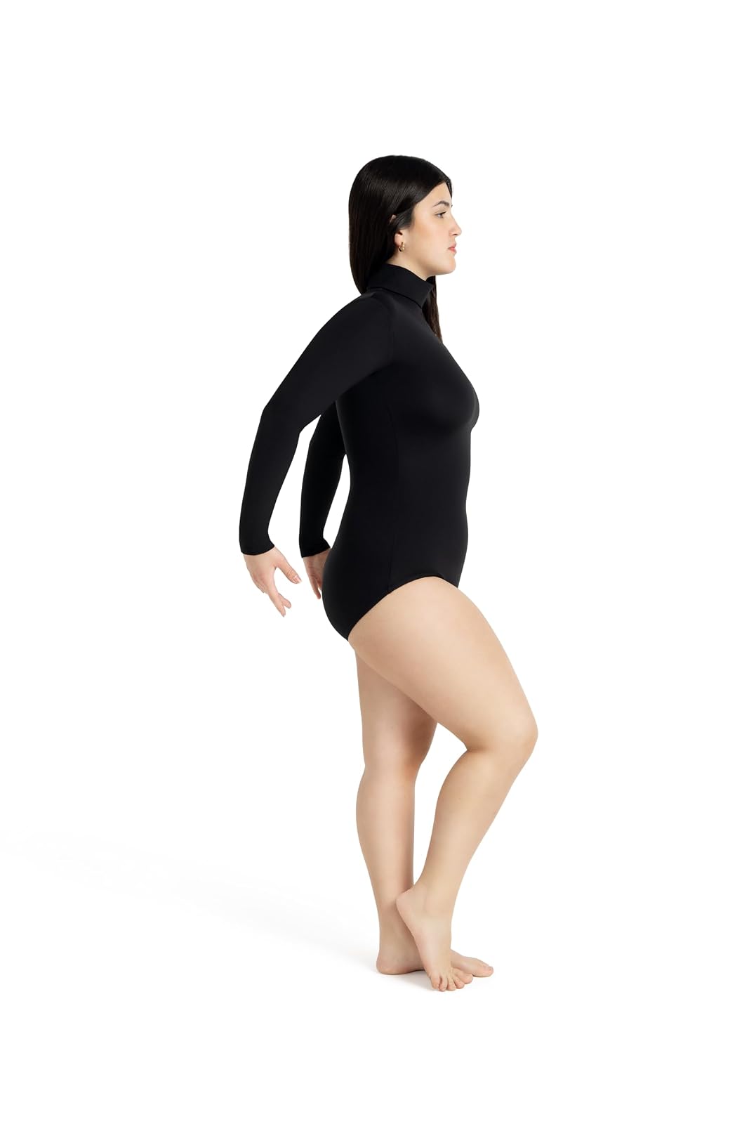 Capezio - Maillot de manga larga con cuello alto para mujer