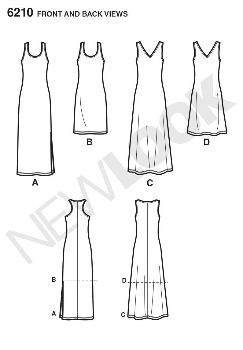 Simplicity Creative Patterns New Look 6210 Vestido de Punto para Mujer en Dos Longitudes, A (10-12-14-16-18-20-22)
