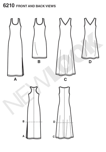 Simplicity Creative Patterns New Look 6210 Vestido de Punto para Mujer en Dos Longitudes, A (10-12-14-16-18-20-22)