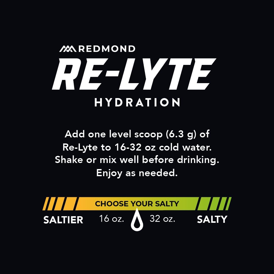 REDMOND RE-LYTE, Electrolitos Naturales con Real-Salt, Hidratación Clean sin Calorías ni Azúcares, 60 Porciones, Sabor Strawberry Lemonade