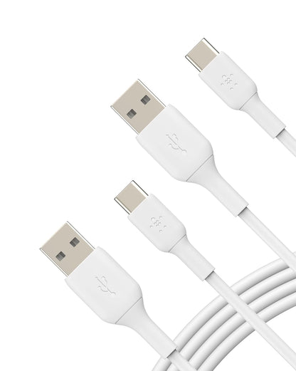 Belkin BoostCharge Cable USB-C (1 M/3.3 pies), cable USB-C a USB-A, cable USB tipo C para iPhone 16 Series, Samsung Galaxy S24, S24+, Pixel 8, iPad Pro, Nintendo Switch, Carplay y más, color blanco