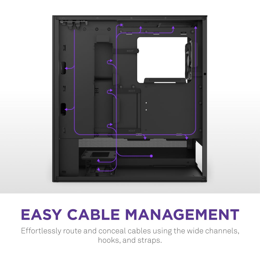 NZXT Gabinete H5 Flow ATX Negro con Cristal Templado, USB 3.2 y USB Tipo-C – Torre para PC Gaming