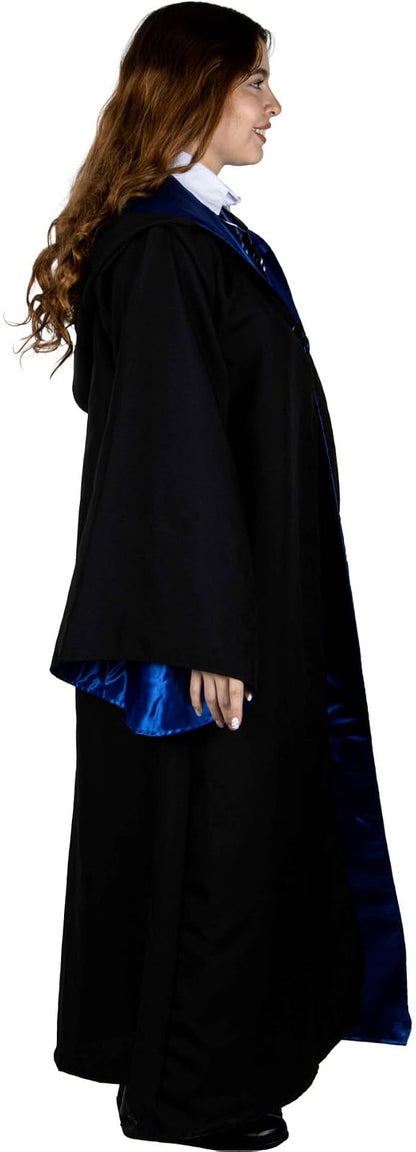 REV Disfraz Mujer Ravenclaw.Capa y Falda Harry Potter para Mujer.Capa Azul Ravenclaw. Disfraz de Poliéster para Adulto.Ideal para Halloween y Fiestas