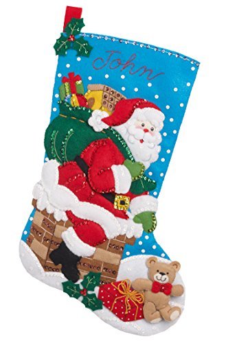 Bucilla - Apliques de fieltro de 45,7 cm, kit de fabricación de calcetines de 45,7 cm, perfecto para manualidades y manualidades, 86656, azul, blanco y rojo