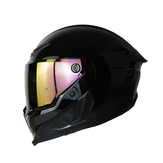 Casco para Moto Modelo NITROX - Casco Motocicleta Marca Edge - Visor Doble ANTIVAHO - Cascos para Motos Certificados Dot Moto - Accesorios para Moto Motocross Motocicleta (Negro Brillante, M)