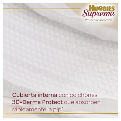 Pañal Huggies Supreme, unisex con 36 pzs, etapa 6, para bebés de 13.5 kg en adelante. Único clinica y dermatologicamente probado