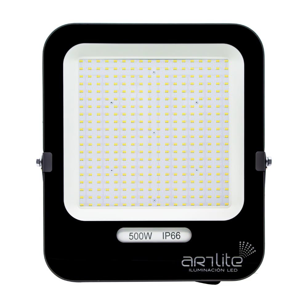 Reflector LED SMD Cuadrado Slim 500W Blanco Frío, 6500K, 62,500 Lúmenes, Aluminio + Vidrio, Alta Potencia, Resistente a Climas Extremos