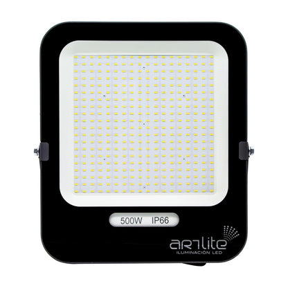 Reflector LED SMD Cuadrado Slim 500W Blanco Frío, 6500K, 62,500 Lúmenes, Aluminio + Vidrio, Alta Potencia, Resistente a Climas Extremos