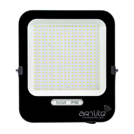 Reflector LED SMD Cuadrado Slim 500W Blanco Frío, 6500K, 62,500 Lúmenes, Aluminio + Vidrio, Alta Potencia, Resistente a Climas Extremos