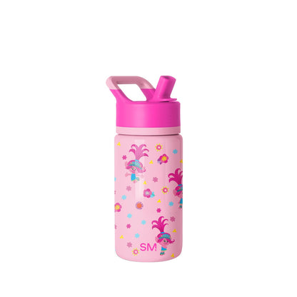 Simple Modern Summit Botella de Agua Infantil con Popote, Acero Inoxidable Aislado, 0.4-0.5 L - Trolls: Poppy Mashup - 0.4 Litros