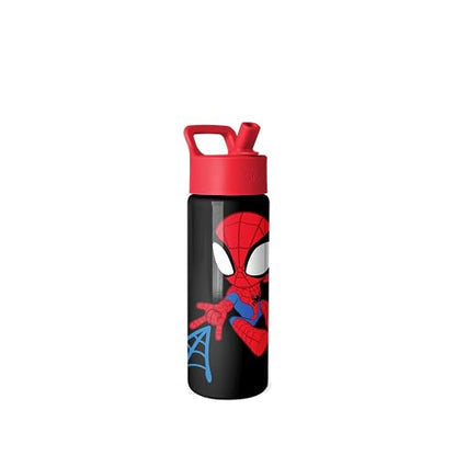 Simple Modern - Botella de agua Marvel Spiderman para niños con tapa de popote | Vaso aislante reutilizable de acero inoxidable para la escuela, niños pequeños, niñas y niños | Colección Summit