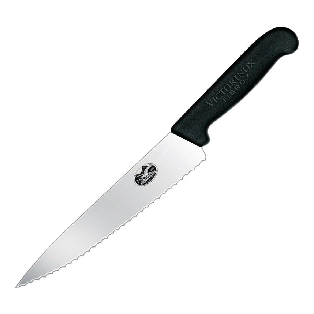 Victorinox Cuchillo para Trinchar, Dentado, Fibrox, Negro, 22 cm