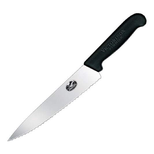 Victorinox Cuchillo para Trinchar, Dentado, Fibrox, Negro, 22 cm