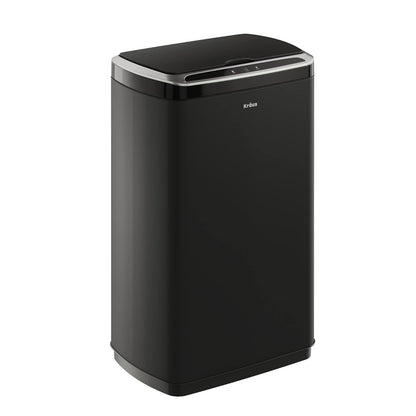 Kraus GarbagePro - Bote de basura rectangular de 13 galones con sensor de movimiento manos libres funciona con pilas en acabado negro mate con tapa SoftShut Touchless, KTCS-10MB