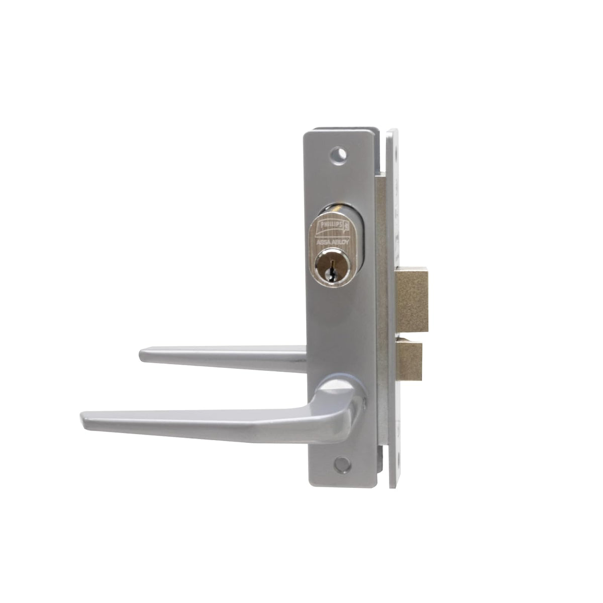 Phillips Cerradura Modelo Slim 549 Manija Delgada Para Puerta De Aluminio Plata