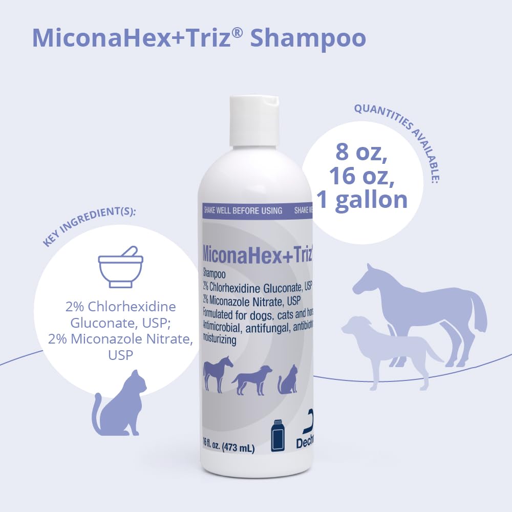MiconaHex+TrizÂ Champú para Perros, Gatos y Caballos, 16 oz