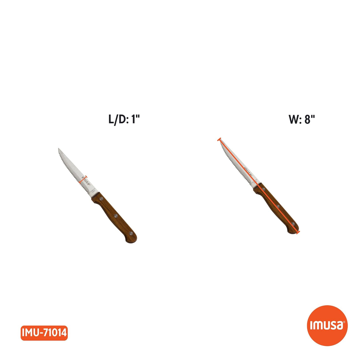 IMUSA USA Wood IMU-71014 4-Piece Serrated Steak Knives Handle, 4pc
