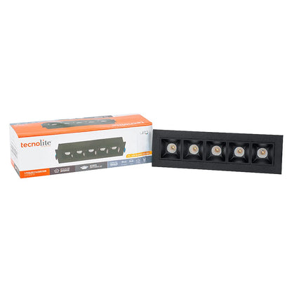 Tecnolite Lámpara LED de Techo Empotrado, 17 W, Luz Cálida Suave 3 000 k, Color Negro, 100 - 240 Volts, Downlight LED