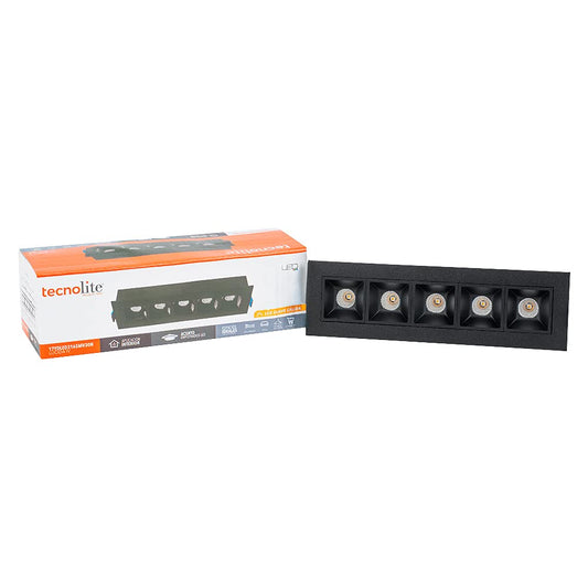 Tecnolite Lámpara LED de Techo Empotrado, 17 W, Luz Cálida Suave 3 000 k, Color Negro, 100 - 240 Volts, Downlight LED