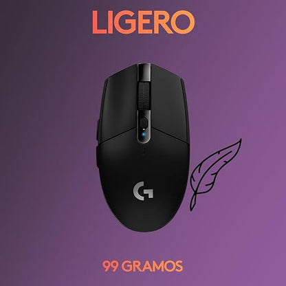 Logitech G305 Lightspeed Mouse Gamer Inalámbrico, Sensor Hero 12K, 12,000 dpi, Batería de 250h, 6 Botones Programables, Memoria Integrada, PC/Mac - Negro