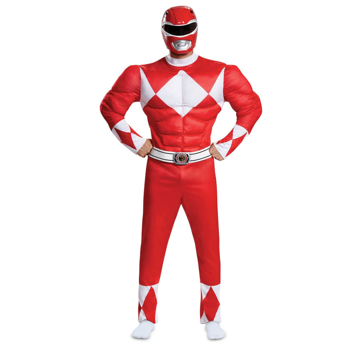 Disguise Disfraz de músculo clásico Red Ranger para adultos Disfraces de tamaño adulto Hombre