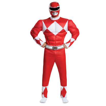 Disguise Disfraz de músculo clásico Red Ranger para adultos Disfraces de tamaño adulto Hombre