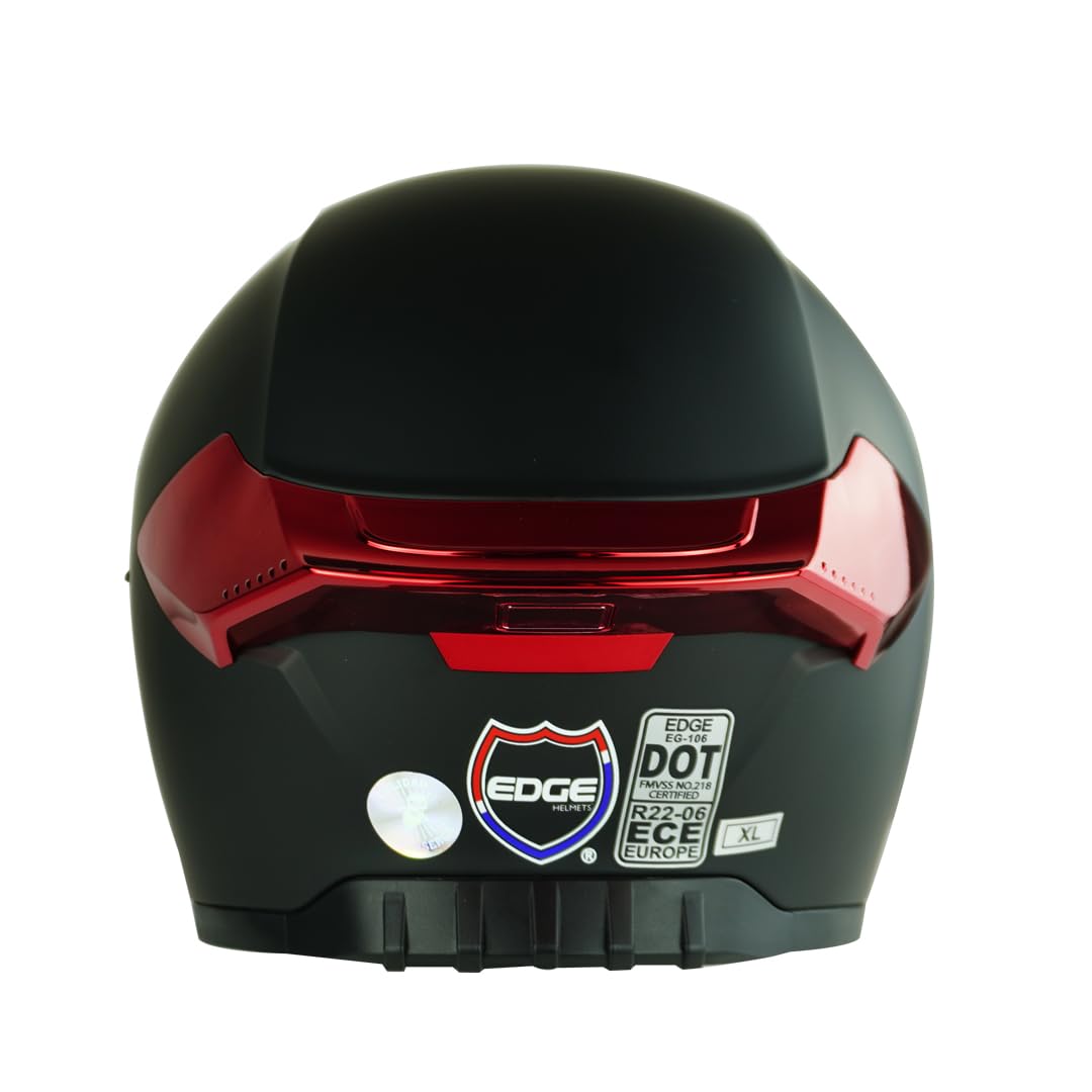 Casco Edge Integral Vortex Dot/ECE Negro Solido Mate Visor/Spoiler Rojo XL