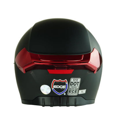 Casco Edge Integral Vortex Dot/ECE Negro Solido Mate Visor/Spoiler Rojo M
