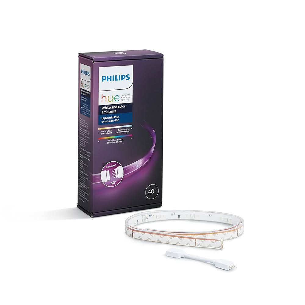 Philips Hue Go - Lámpara de mesa (Bluetooth y Zigbee), color blanco + Extensión - Tira de Luz Interior White & Color Ambiance - 1m - Versión Lightstrip Plus V4 con Bluetooth y Zigbee