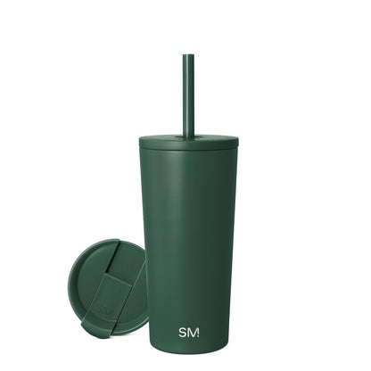 Simple Modern Classic Vaso Térmico con Popote y Tapa Abatible - 590ml - -Forest