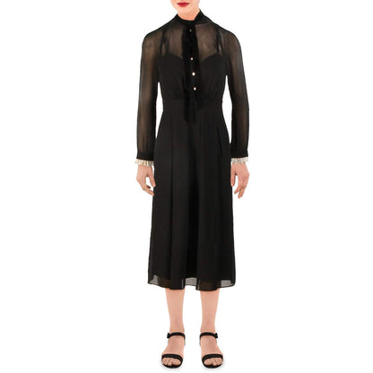 Anne Klein Vestido de Manga Larga con Corbata en el Cuello Vestido Informal para Mujer