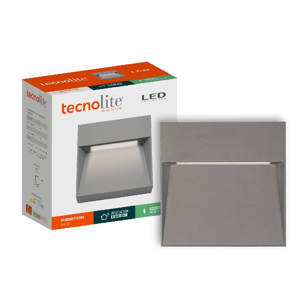 Tecnolite Luz de Cortesía LED para Exterior, Sobreponer, 8 W, Luz Suave Cálida 3000 k, A Prueba de Polvo y Salpicaduras de Agua