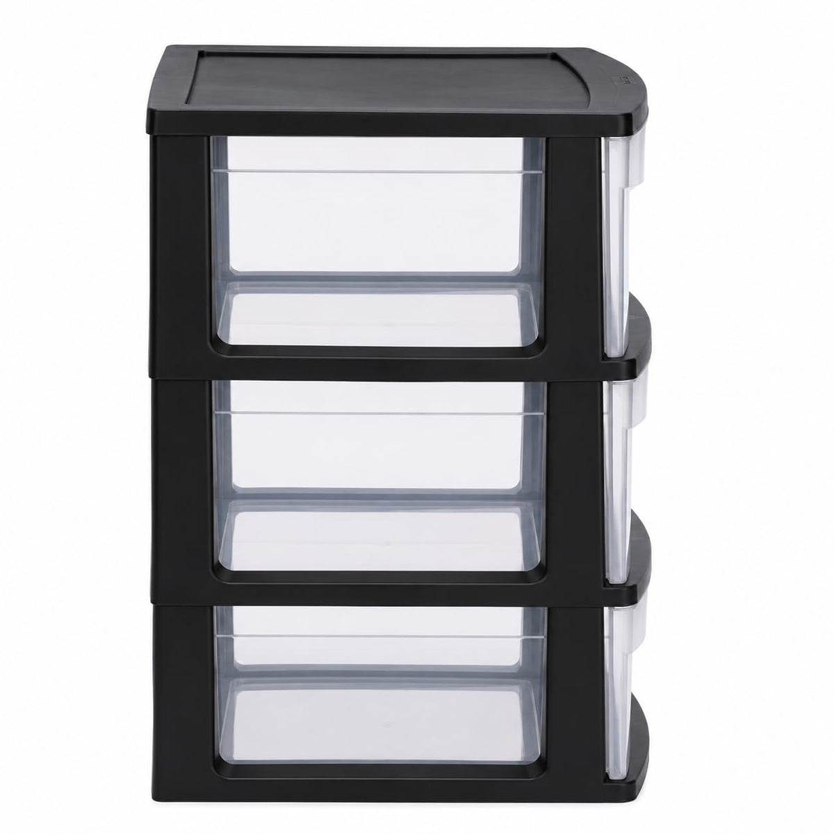 Italhome Cajonera RINO 3 de Plástico 3 Cajones Grandes Transparentes, Organizador Multiusos para Hogar y Oficina, Mueble Resistente, Color Negro
