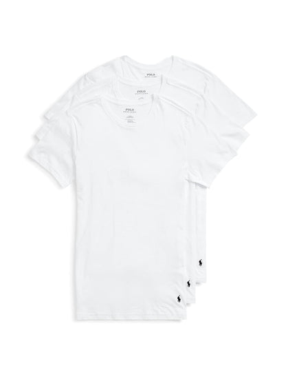 Polo Polo Ralph Lauren Slim Fit Absorbente Crew - Paquete de 3 Camisetas Camiseta para Hombre - Blanco - Azul Marino - Paquete de 3 - XS
