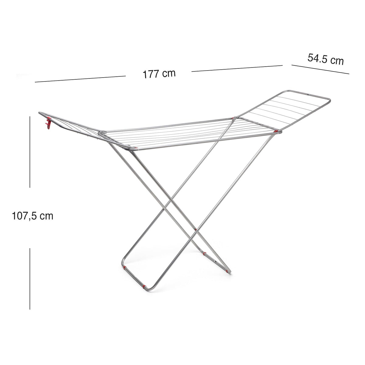 Rayen Tendedero Plegable con Alas 19 m, 177 x 54 x 107 cm, Secador de Ropa de Acero para Interior y Exterior, Antideslizante con Sistema de Bloqueo, Gris y Blanco