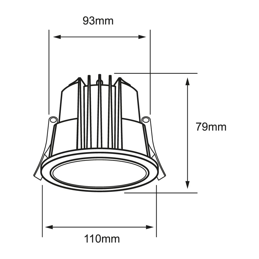 Tecnolite Lámpara Downlight LED Empotrable 13 W, Luz Blanca Configurable, Atenuable, IP54, LED integrado