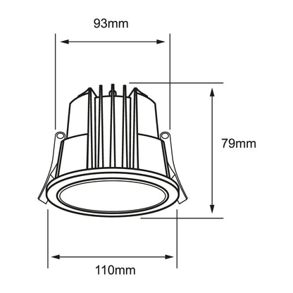 Tecnolite Lámpara Downlight LED Empotrable 13 W, Luz Blanca Configurable, Atenuable, IP54, LED integrado