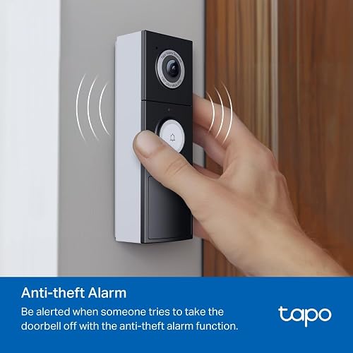 TP-Link Tapo D235 Timbre con Cámara WiFi Exterior - Resolución 2K - Visión Nocturna a Color - Cobertura 180° - Batería de Larga Duración - Detección Inteligente - Audio Bidireccional - Protección IP66