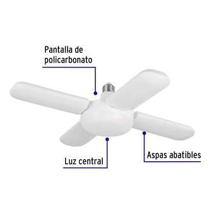 Volteck Basic LED-450V, Lámpara LED 40W tipo ventilador, 4 aspas ajustables