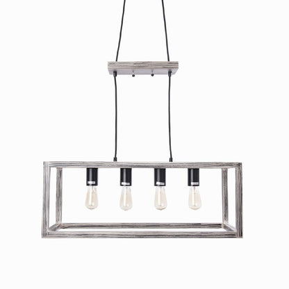 Philco Luminario Decorativo de Madera Atenas. 4 bases E26, base de suspensión de madera, terminado en color negro, diselo único que transmite calidez