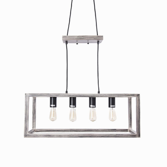 Philco Luminario Decorativo de Madera Atenas. 4 bases E26, base de suspensión de madera, terminado en color negro, diselo único que transmite calidez