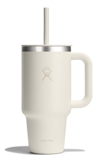 Hydro Flask Vaso de Viaje Aislado Marfil | 946 ml, con asa, tapa y popote, acero inoxidable